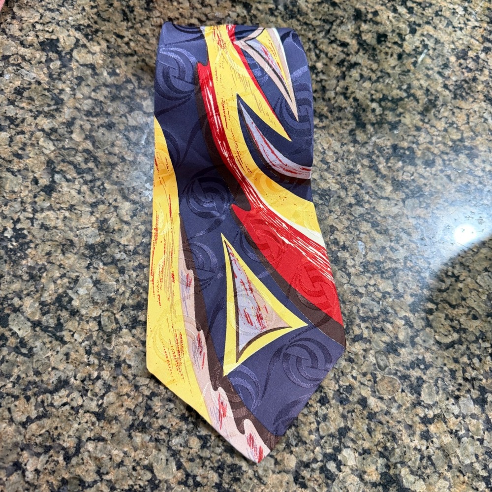 Vintage Beau Brummell Leeks Fort Scott Abstract Geometric Multi Color Mens Tie